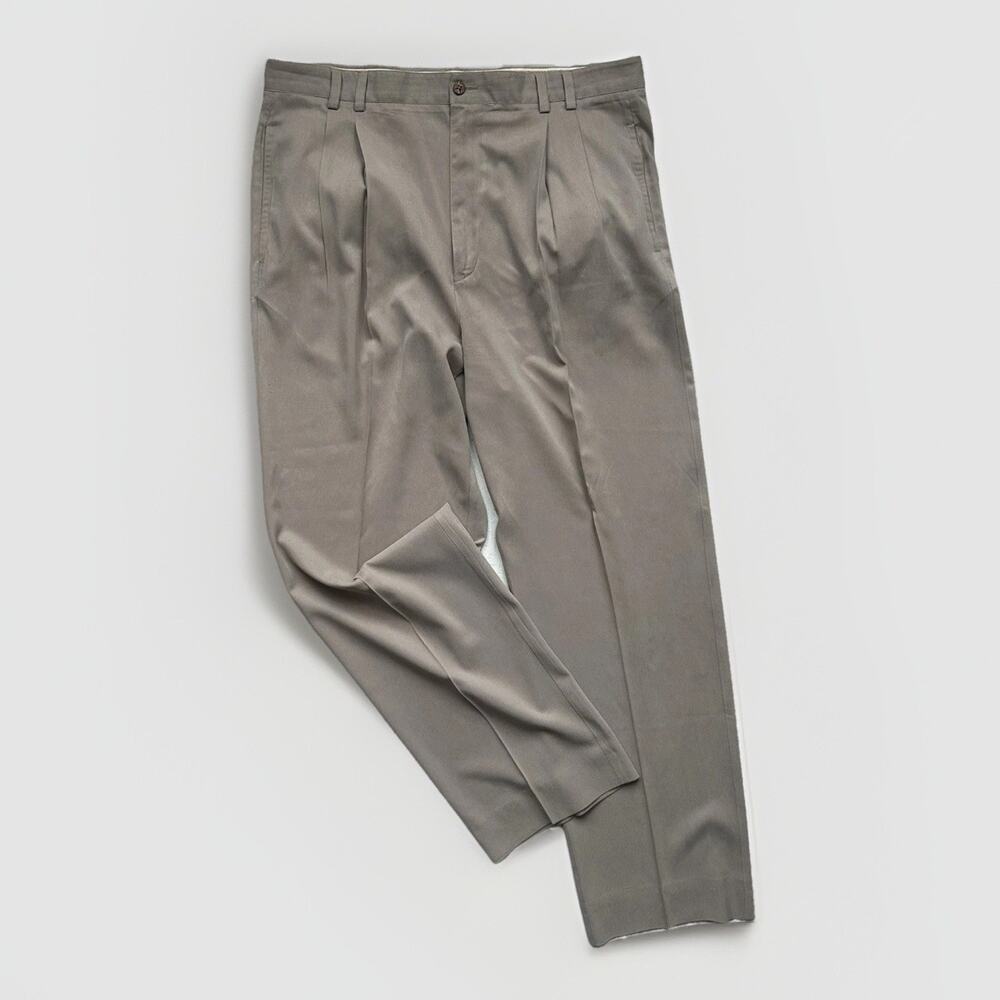 Joseph & Feiss Silk Trousers Mens 38 Neutral Beige Pleated Pants Quiet Luxury